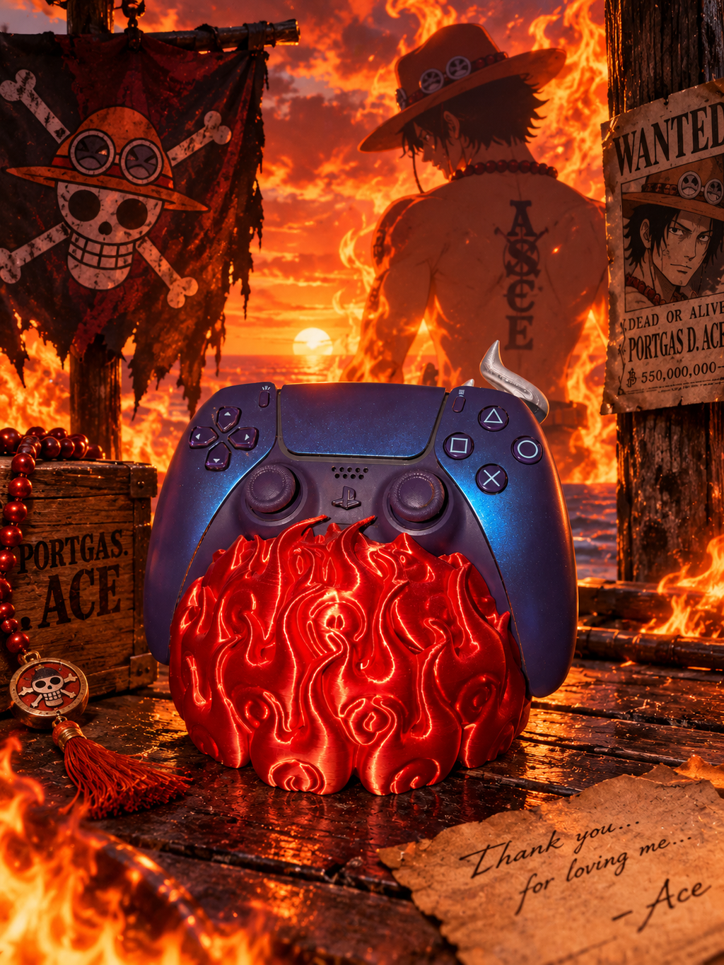 🔥 Supporto Controller Frutto del Diavolo Mera Mera no Mi (Portgas D. Ace)