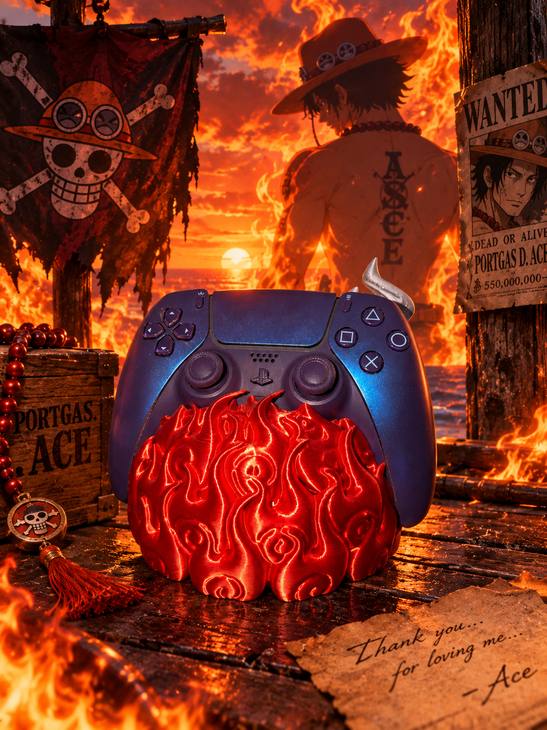 🔥 Supporto Controller Frutto del Diavolo Mera Mera no Mi (Portgas D. Ace)