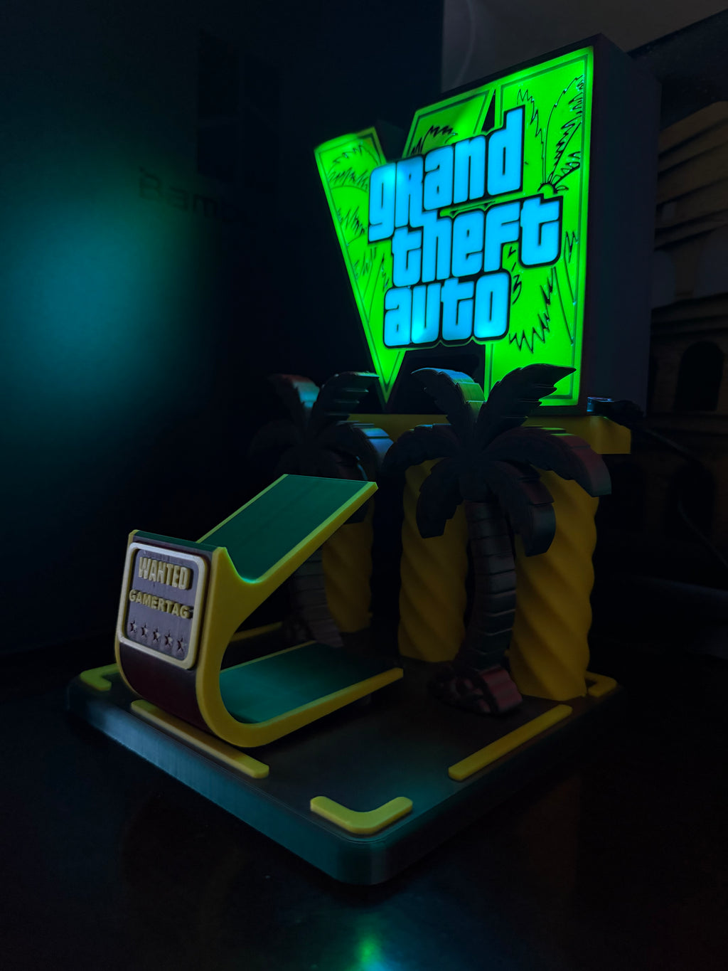 🌆 Supporto controller Lampada LED RGB GTA VI Vice City (con Telecomando e Gamertag Personalizzabile)
