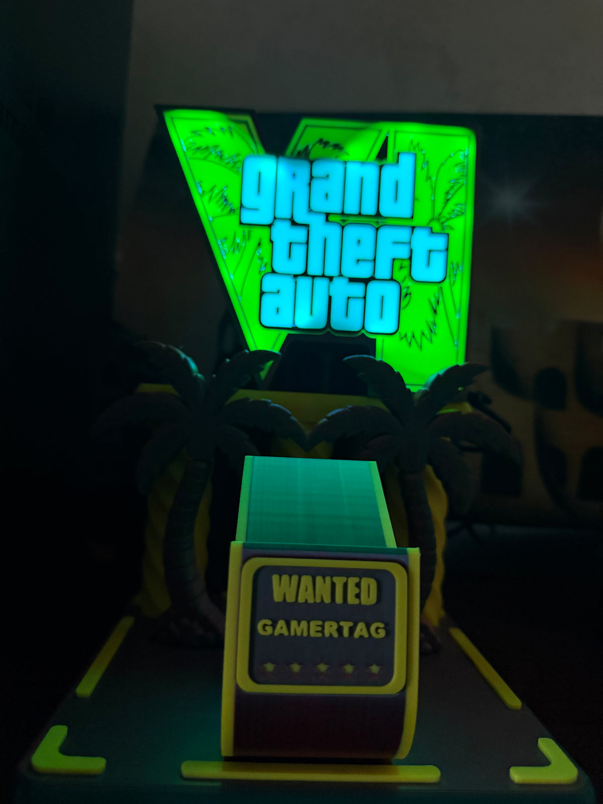 🌆 Supporto controller Lampada LED RGB GTA VI Vice City (con Telecomando e Gamertag Personalizzabile)