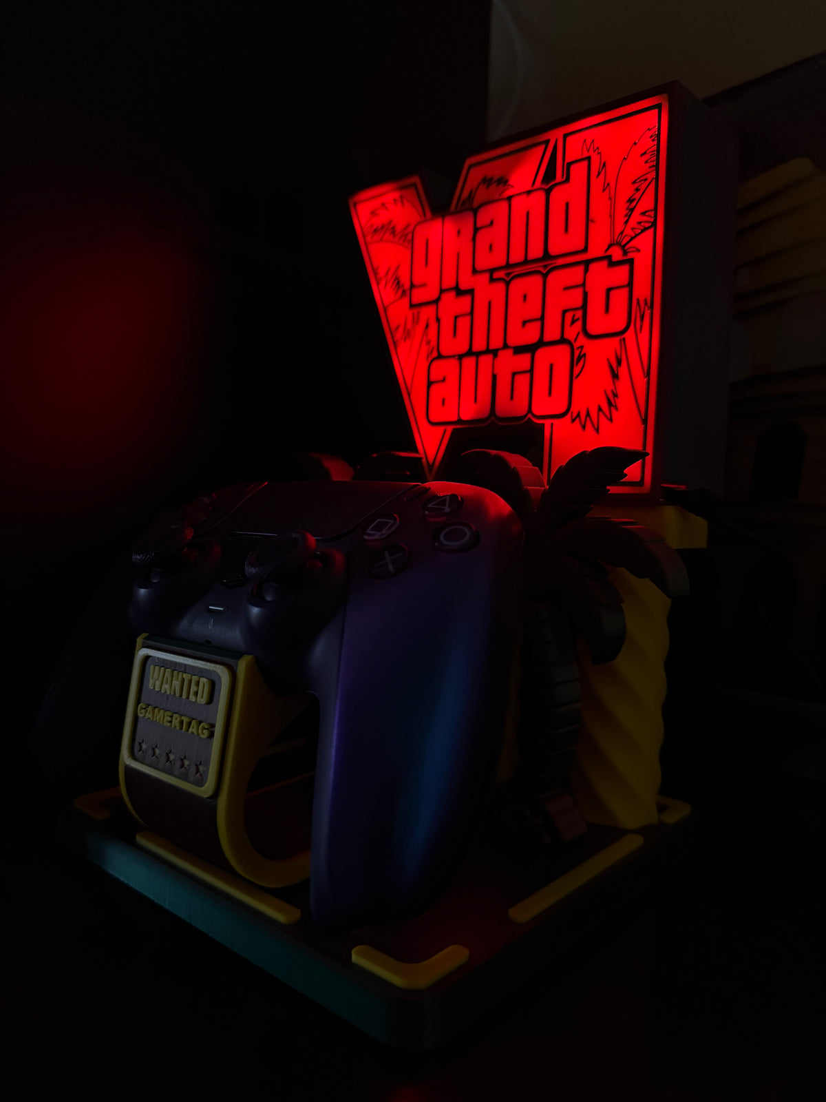 🌆 Supporto controller Lampada LED RGB GTA VI Vice City (con Telecomando e Gamertag Personalizzabile)