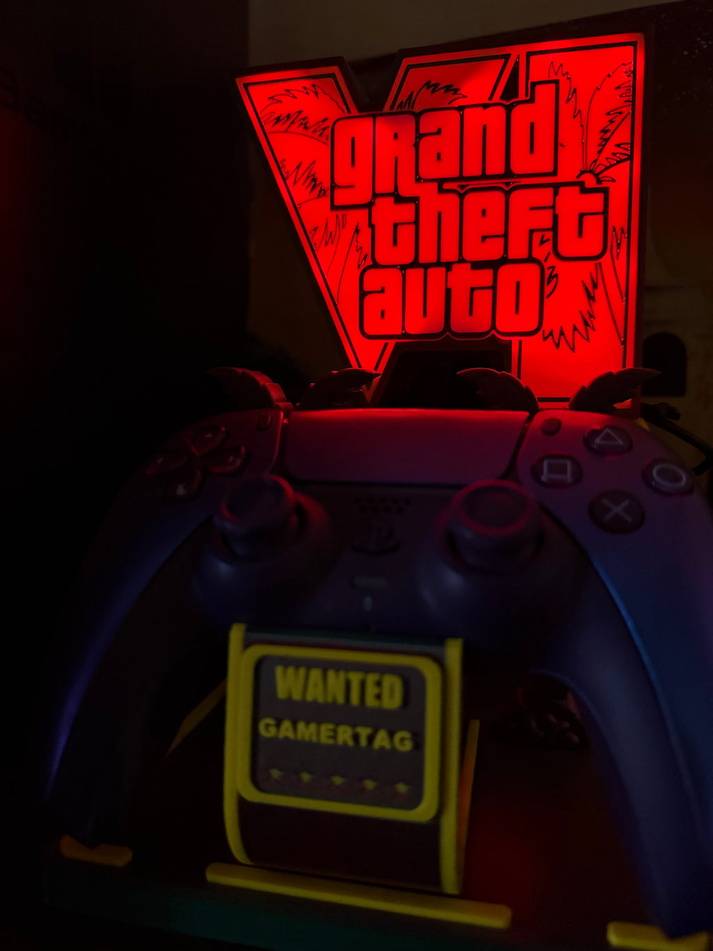 🌆 Supporto controller Lampada LED RGB GTA VI Vice City (con Telecomando e Gamertag Personalizzabile)