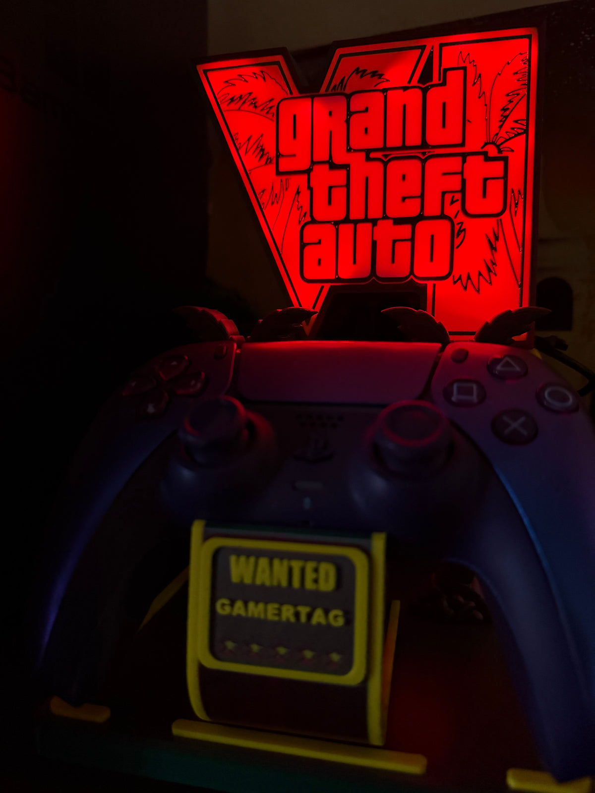 🌆 Supporto controller Lampada LED RGB GTA VI Vice City (con Telecomando e Gamertag Personalizzabile)